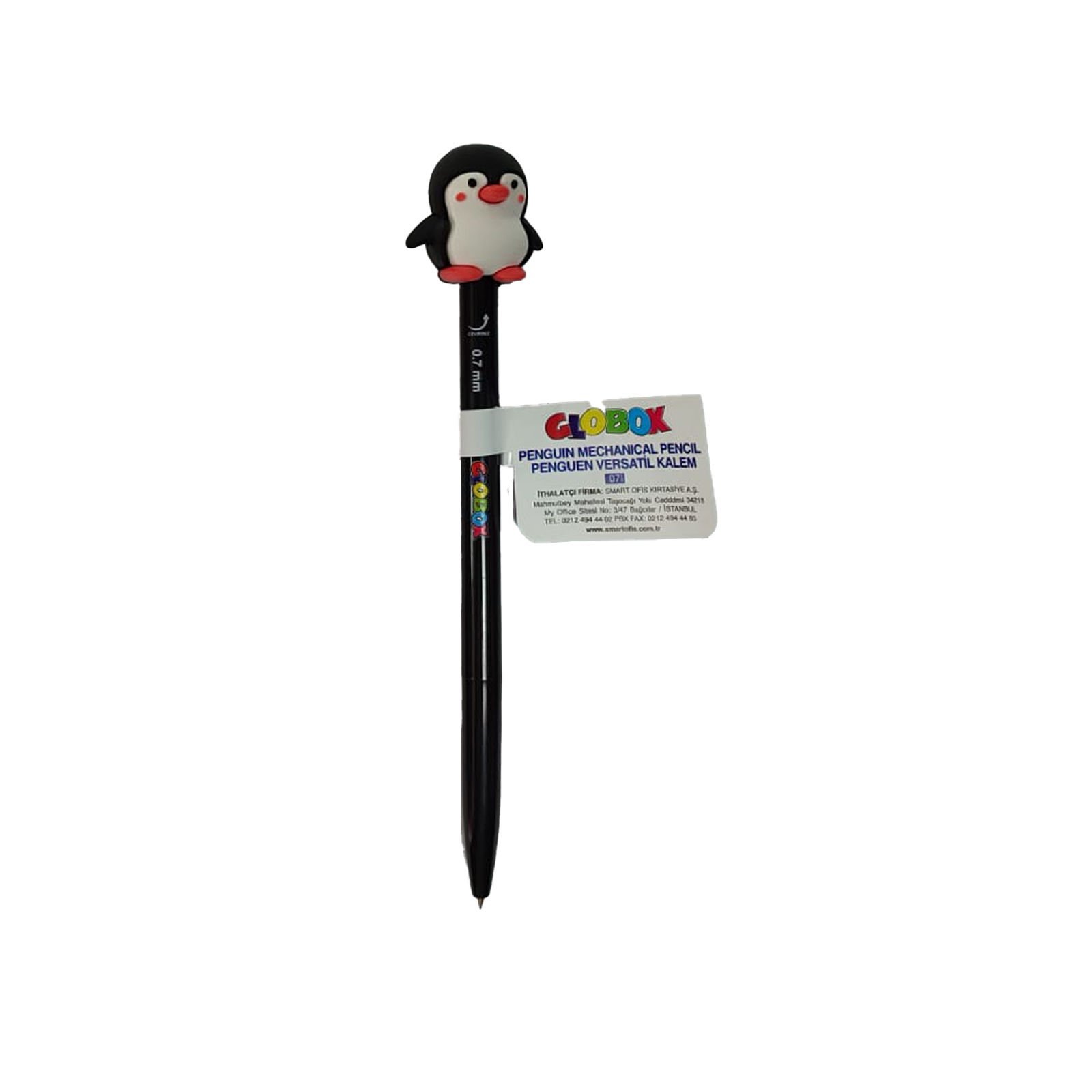 Globox 0.7 mm Kurşun Kalem Penguen Başlıklı Siyah