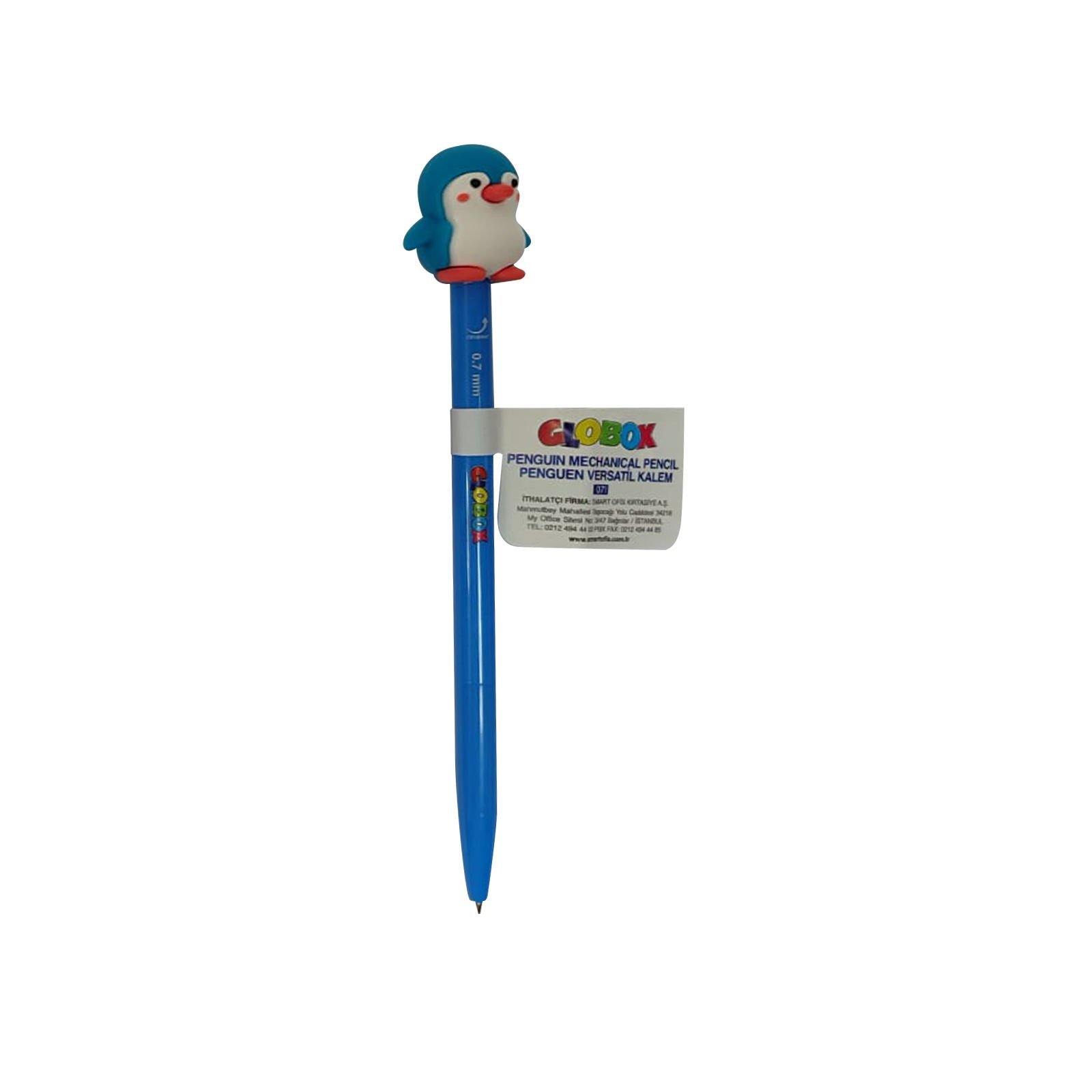 Globox 0.7 mm Kurşun Kalem Penguen Başlıklı Mavi