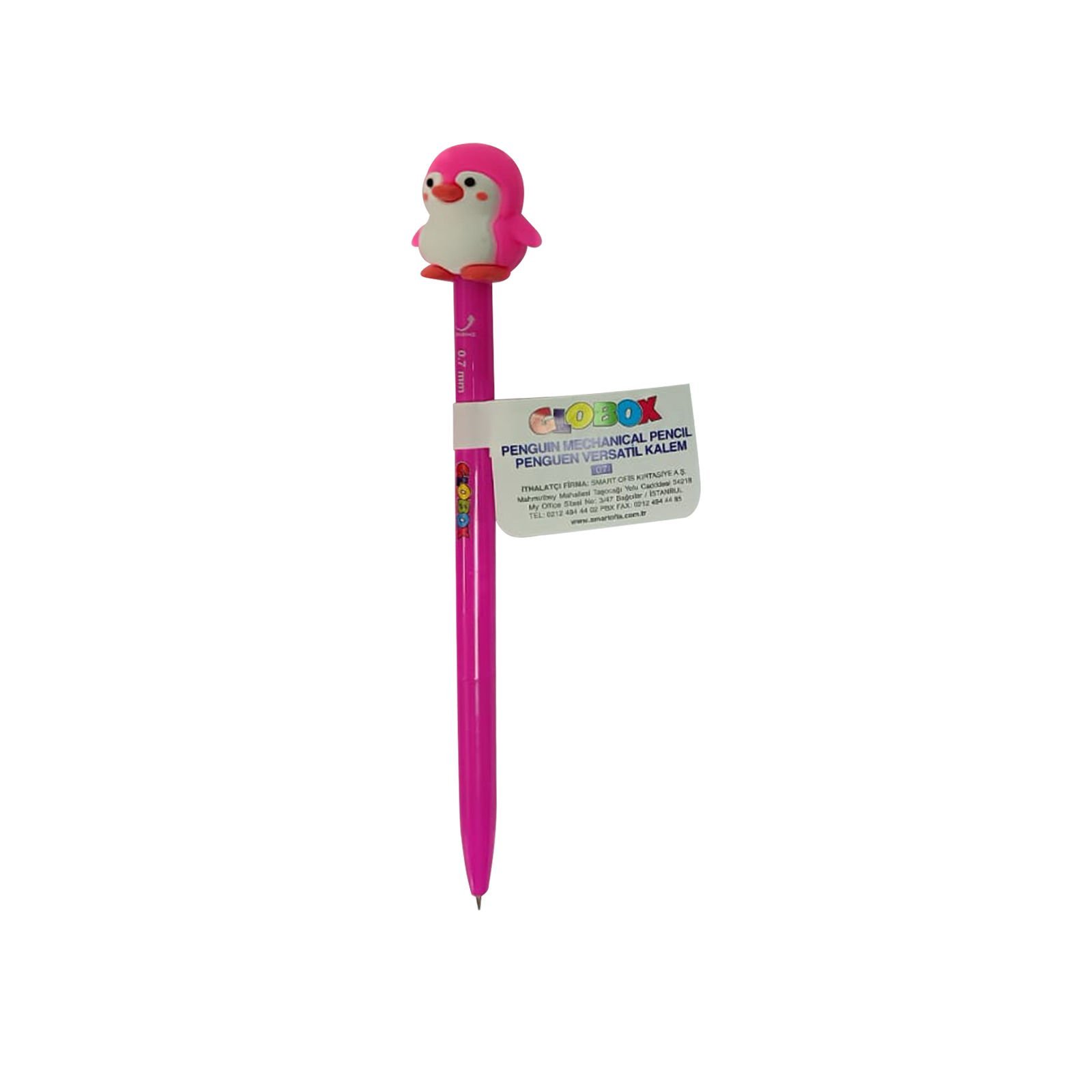 Globox 0.7 mm Kurşun Kalem Penguen Başlıklı Pembe