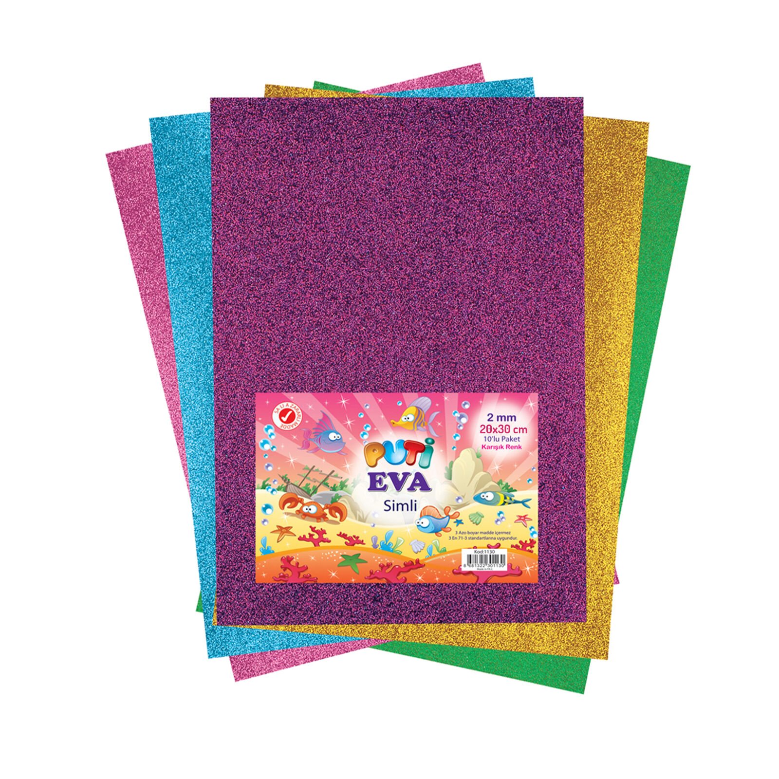 Puti Eva 20x30 cm Simli Yapışkanlı 10'lu Karışık Renk