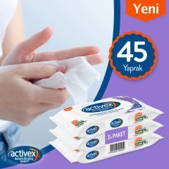 Activex Antibakteriyel Islak Mendil Hassas 3 Adet Cep Boy 45 Yaprak