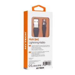 Hytech HY-X325 3A iPhone Lightning 1M, Gri Şarj Kablosu