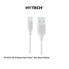 Hytech HY-X103 1M 2A Beyaz Type-C Data + Şarj Beyaz Şarj Kablosu Poşetli