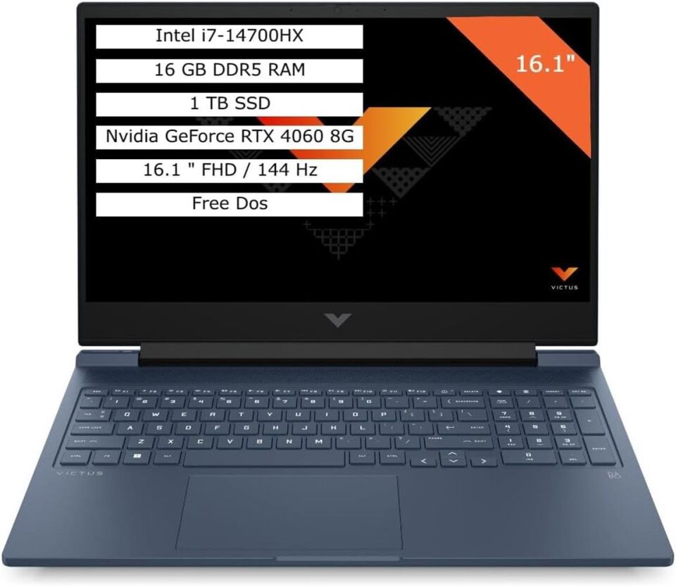 Hp 9J243EA Victus 16-r1041nt i7-14700HX 16G 1TB RTX4060 8GB 144 Hz 16.1 FHD FreeDOS Notebook
