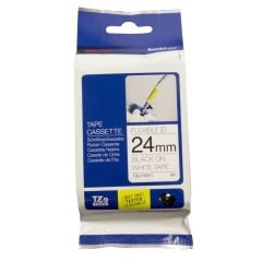 Brother TZE-FX251 24 mm Beyaz Üzeri Siyah Esnek Laminasyonlu Etiket