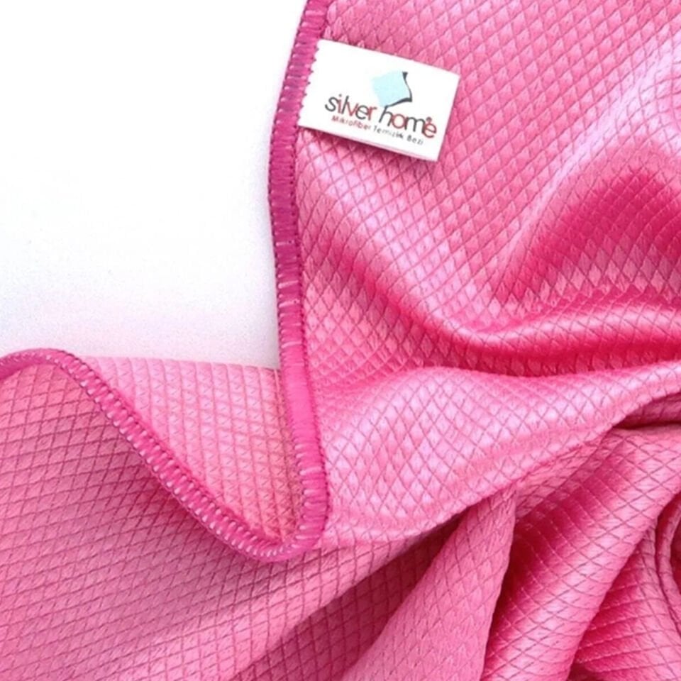 Silver Home Mikrofiber Baklava Desenli Cam Temizlik Bezi 50x70cm Pembe