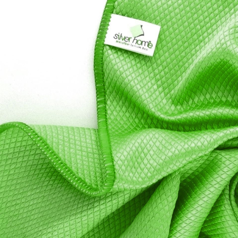 Silver Home Mikrofiber Baklava Desenli Cam Temizlik Bezi 40x40cm Yeşil