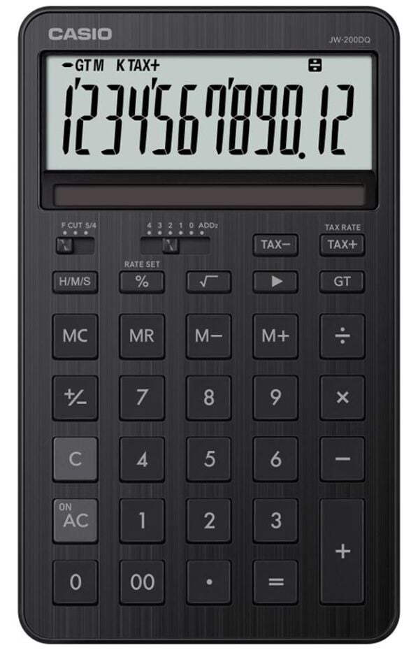 Casio JW-200DQ-BK 12 Hane Siyah Masa Üstü Hesap Makinesi