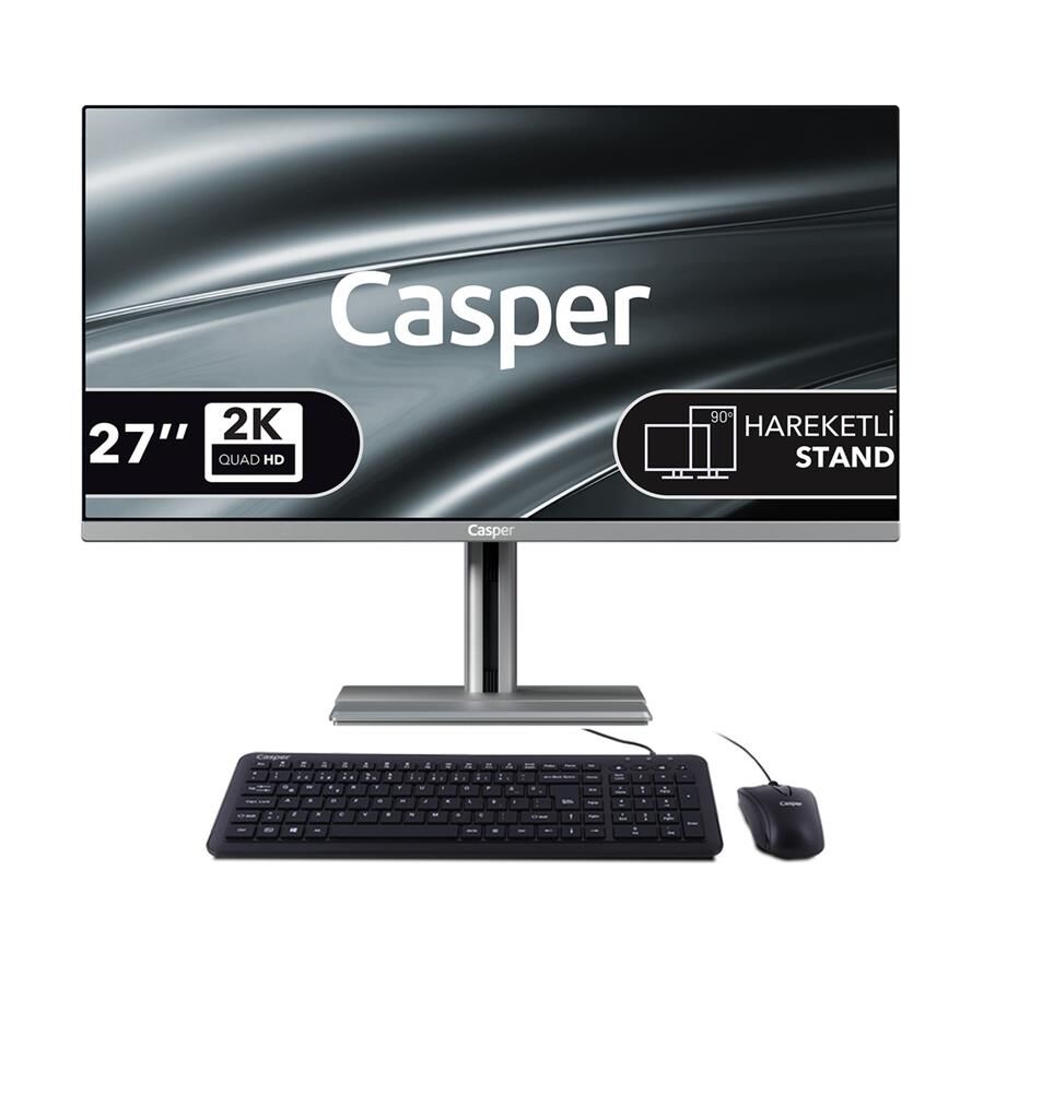 Casper Nirvana A97.255H-BE00X-V-G Gri Ultra 7 255H Ai 16GB 500GB NVME 27'' Pivot FreeDOS All In One