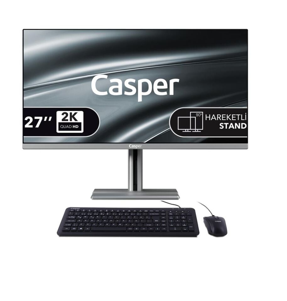 Casper Nirvana A97.255H-BE00X-V-G Gri Ultra 7 255H Ai 16GB 500GB NVME 27'' Pivot FreeDOS All In One