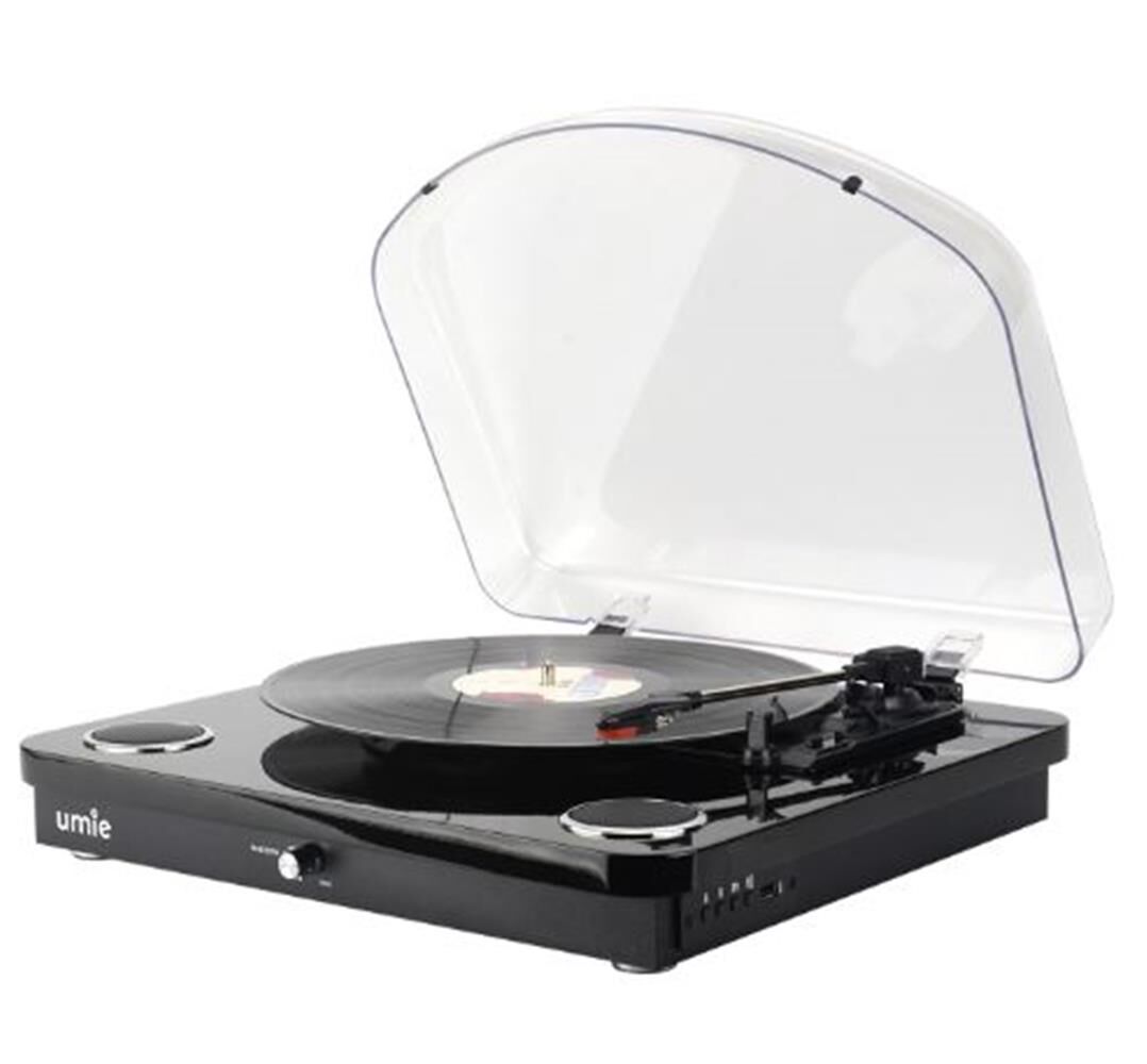 UMİE Bemol Siyah Piano Kaplama 10W BT İN, BT OUT, RCA, USB Özellikli Nostaljik Pikap