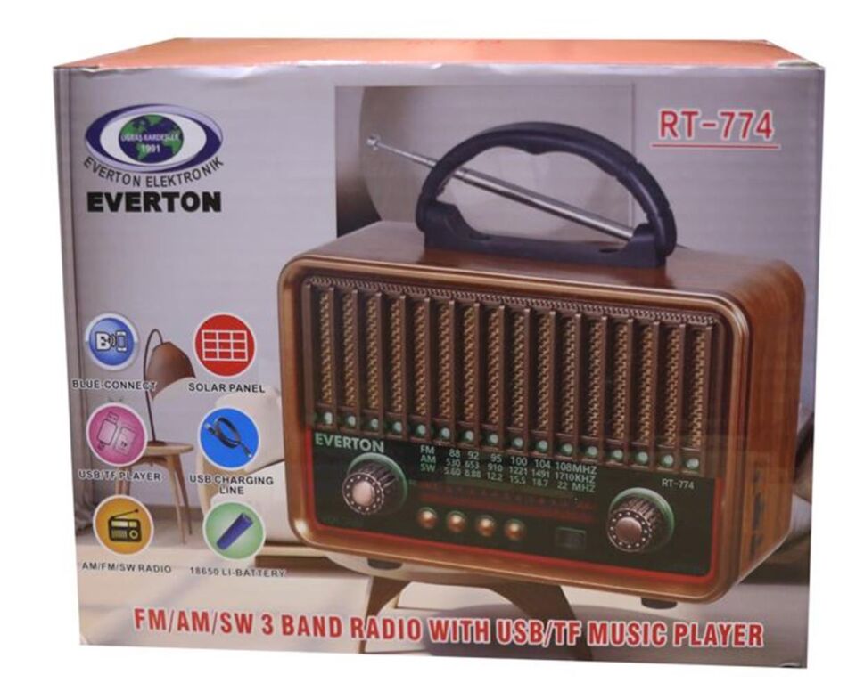 Everton RT-774  Bluetooth-USB-SD-FM  Şarjlı  Nostaljik Radyo