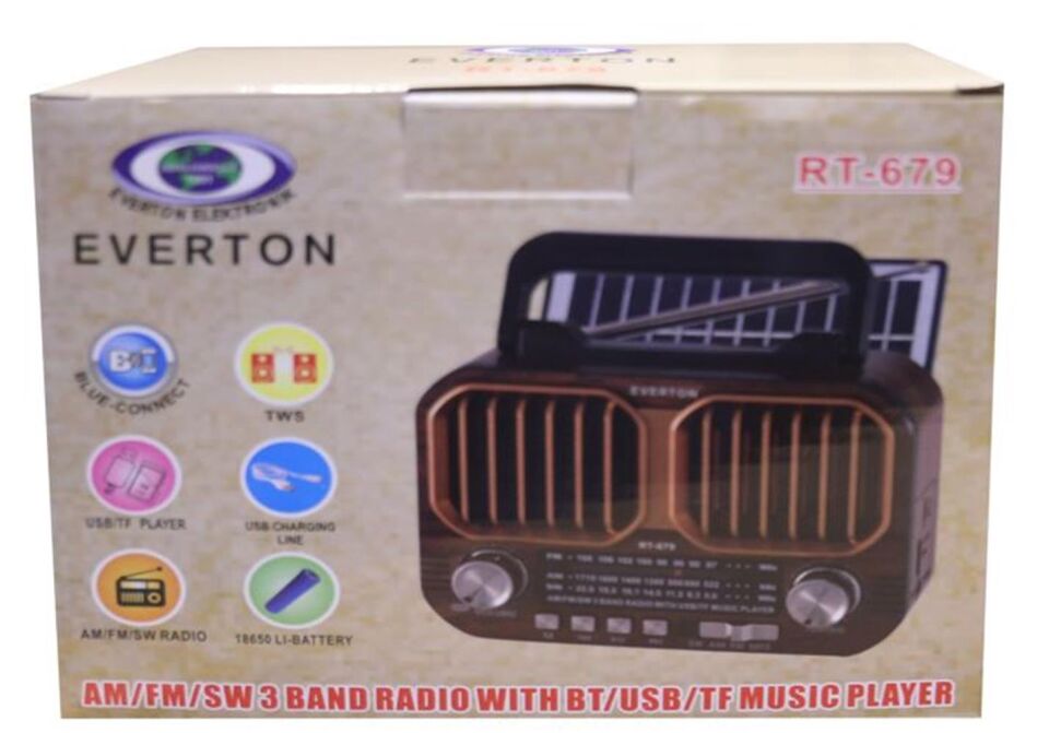 Everton RT-679  Bluetooth-USB-SD-FM Şarjlı Solarlı  Nostaljik Radyo