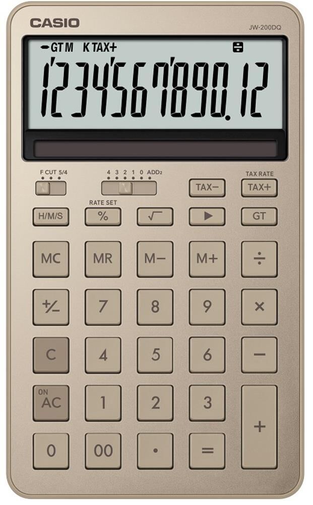 Casio JW-200DQ-GD12 Hane Parlak Altın Masa Üstü Hesap Makinesi