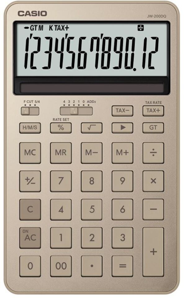 Casio JW-200DQ-GD12 Hane Parlak Altın Masa Üstü Hesap Makinesi