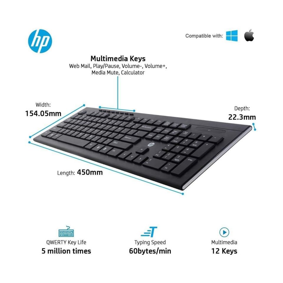 Hp 7YA13PA CS10 USB Kablosuz Klavye + Mouse Set Siyah Türkçe Q