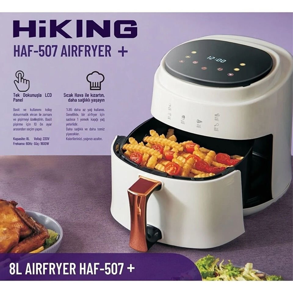 Hiking Haf-507 Airfryer Az Yağlı Fritöz 8 Litre Beyaz