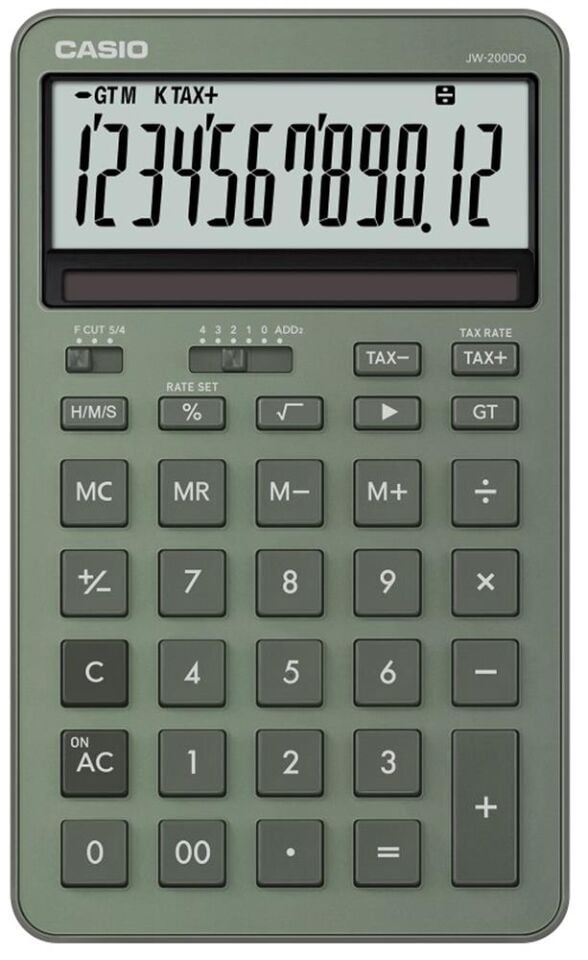 Casio JW-200DQ-GN 12 Hane Puslu Yeşil Masa Üstü Hesap Makinesi