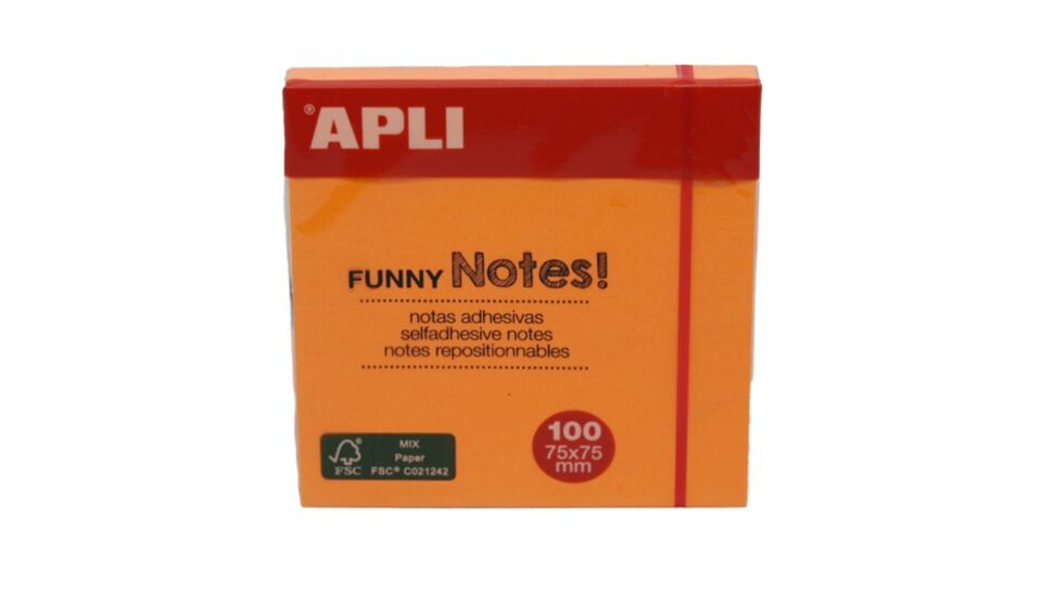 Aplı Yapışkanlı Not Kağıdı Turuncu Funny 100 YP 75x75 11900