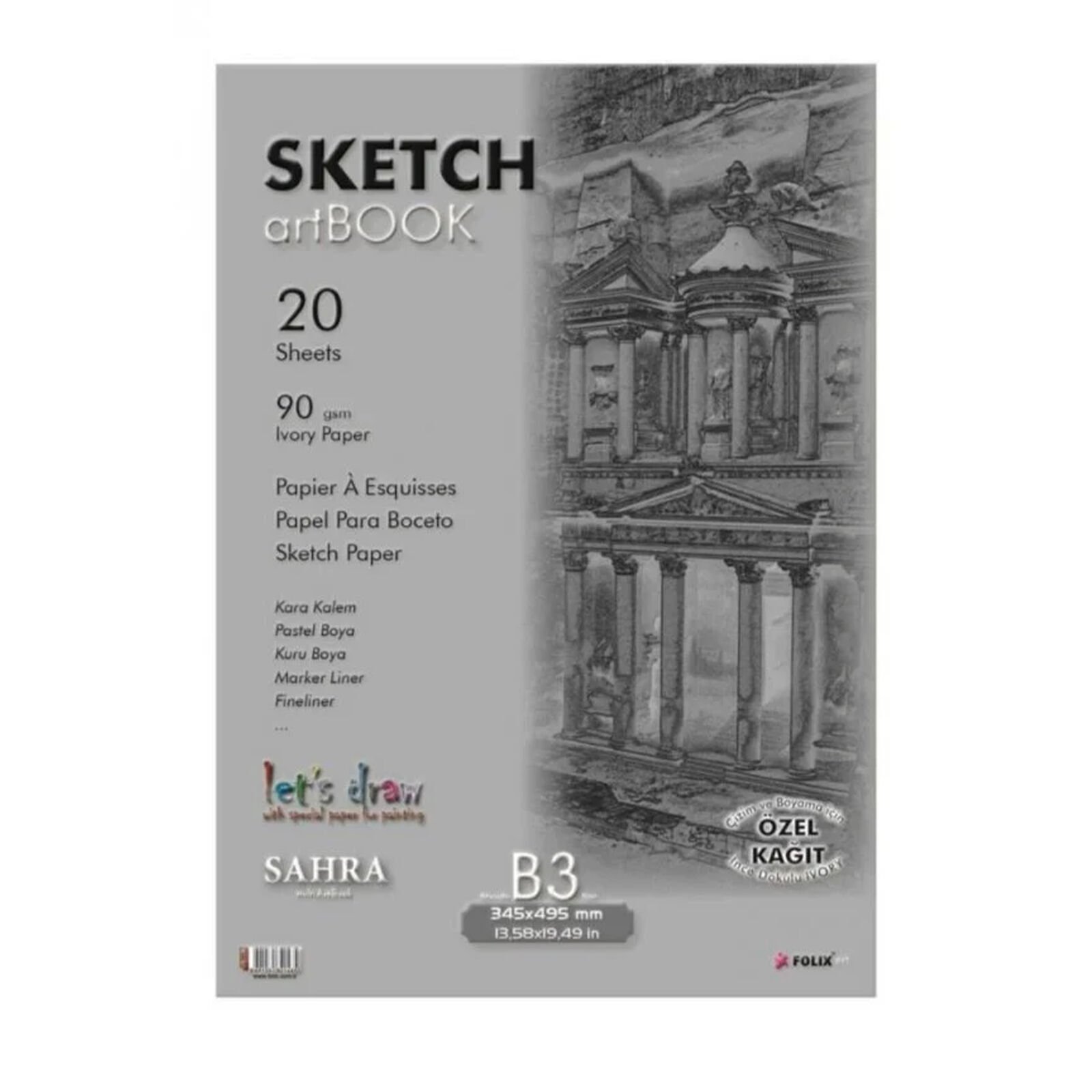 Sahra Bloknot Tutkallı Ivory Kağıt 34,5x49,5 CM 90 GR