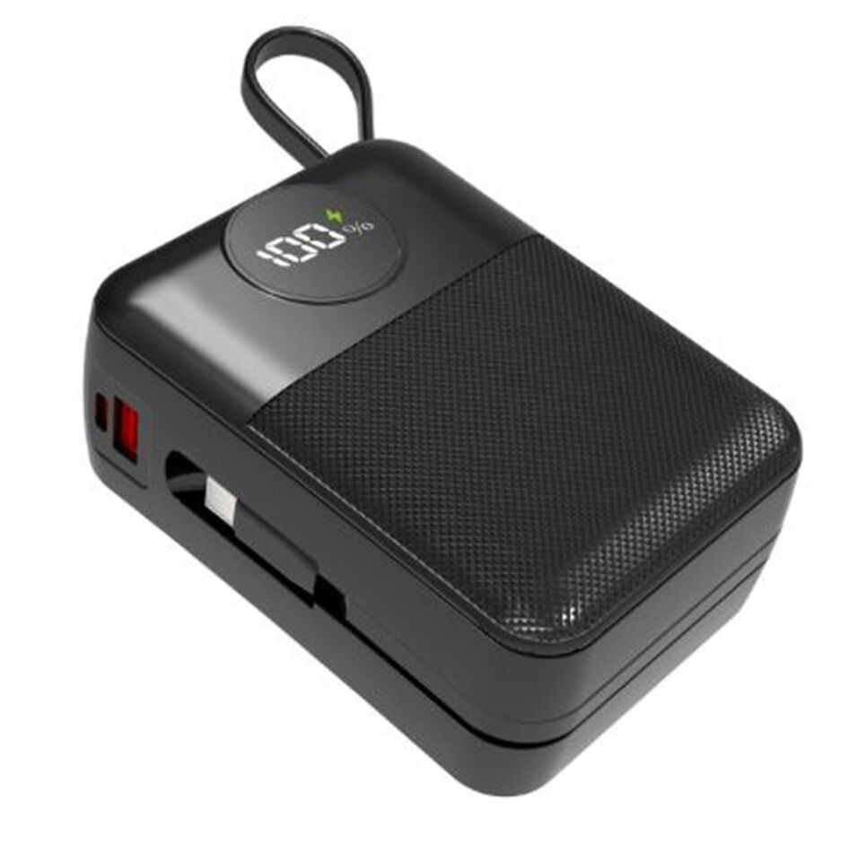 S-link MP130 30000mAh PD22.5W Type-C+Lightning Kablolu Siyah Pil Şarj Cihazı Powerbank