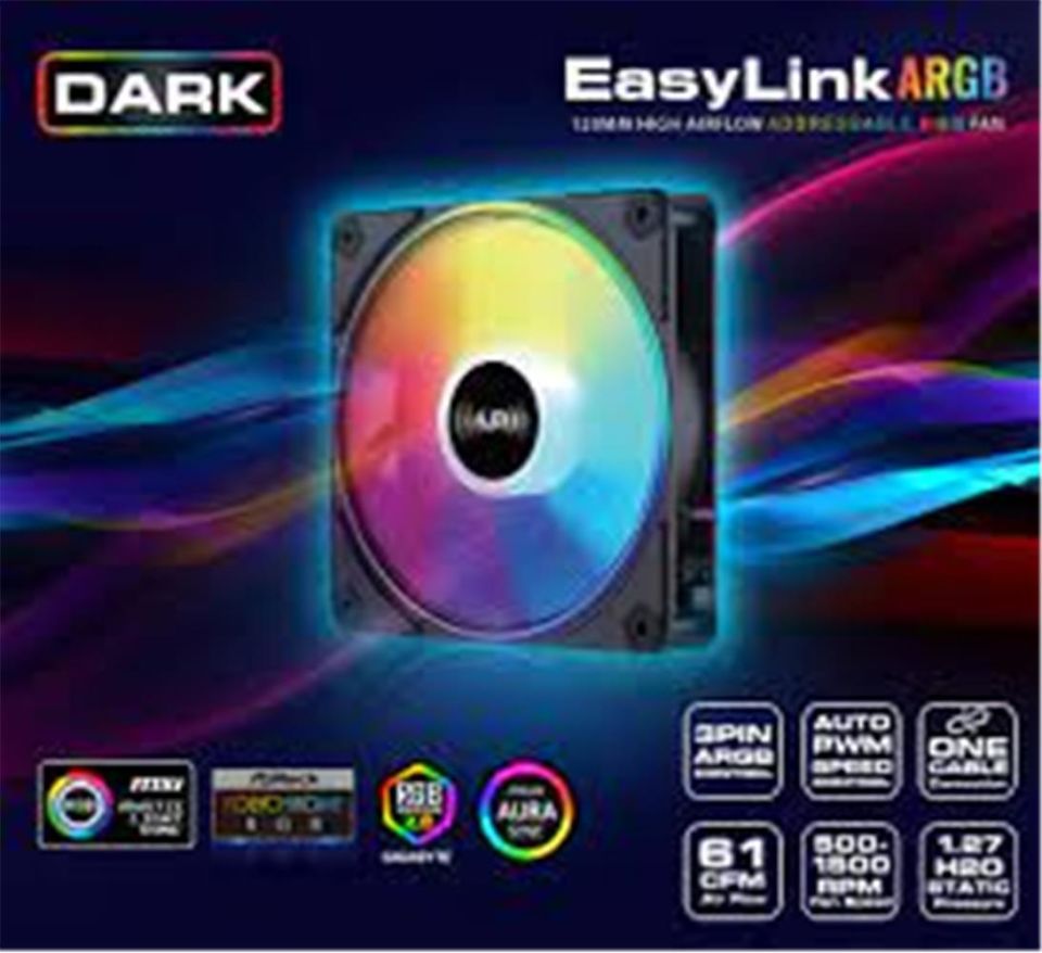 Dark Easylink Siyah Addressable RGB 1X12cm Fan beyaz