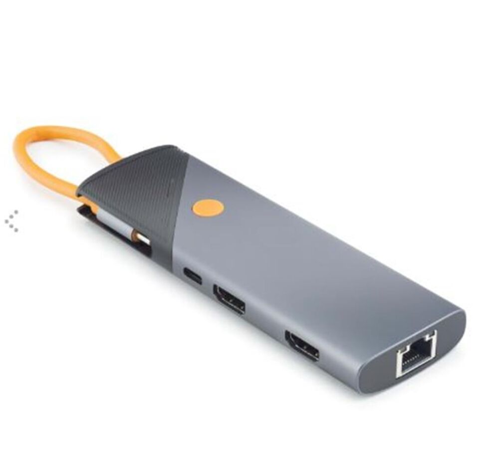 HADRON HDX7879 Type-C Combo Hub PD 100W HDMI 4K 60Hz Gigabit LAN Kart Okuyucu 9 Port 5 Gbps Gri