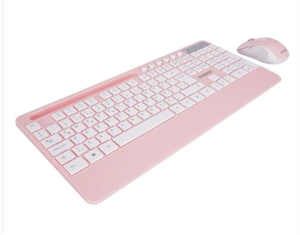 Everest KM-9676 Beyaz-Pempe Multimedya Tablet-Telefon Standlı Klavye + Mouse Set