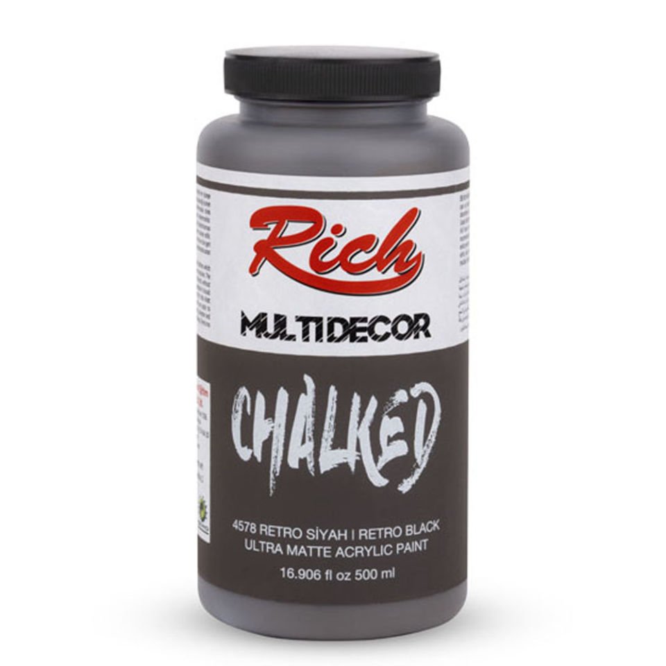 Rich Akrilik Boya Multi Decor Chalked 500 CC Retro Siyah 4578