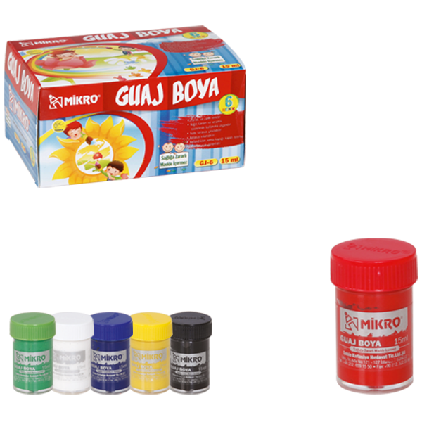 Mikro Guaj Boya Şişe 6 Renk 15 ML GJ-06
