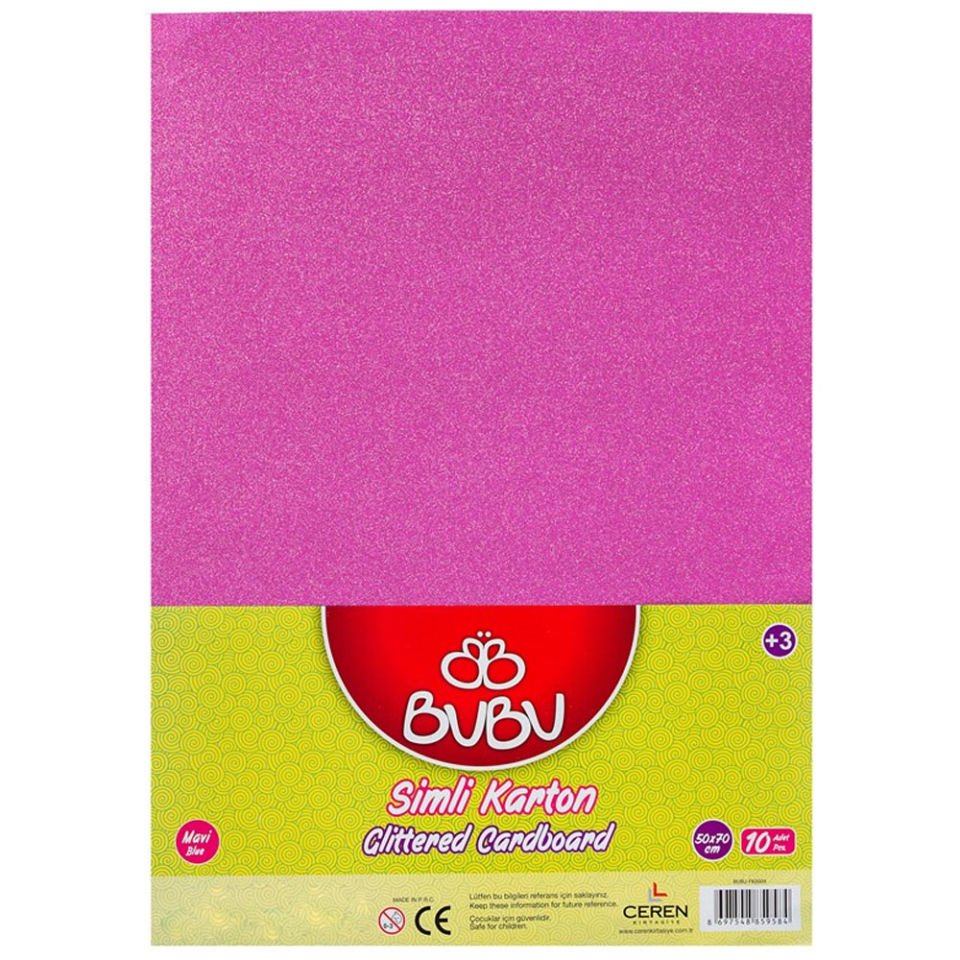 Bu-Bu Fon Kartonu Simli 50x70 Pembe 10 LU