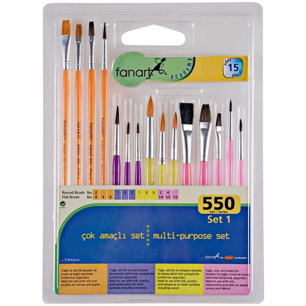 Fanart Fırça Seti Academy 550 Seri 1 15 Li F-7550.S1