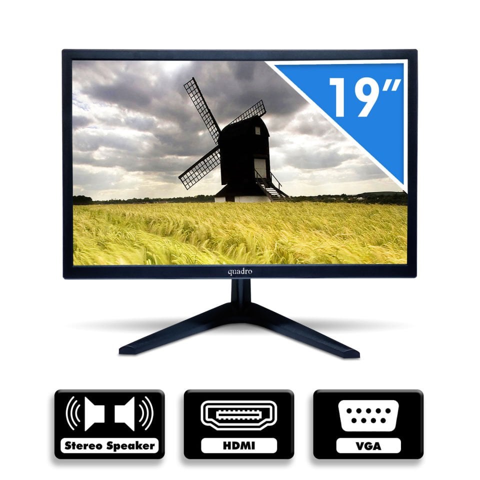 Quadro 19'' Q190VH 5ms HDMI+VGA Multimedya Siyah Geniş Ekran Monitör