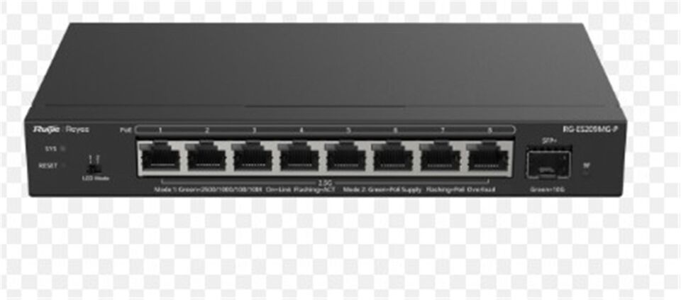 Ruijie-Reyee RG-EG209MG-P 9Port 10-100-1000Mbps Yönetilebilir Switch 1 x10G SFP 8 Port Poe+130W