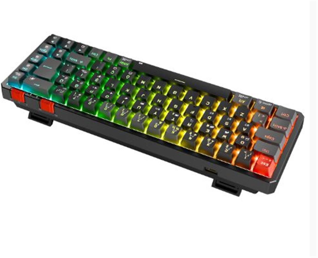 Rampage MINI PRO Siyah-Gri 2.4ghz+BT5.0+Type-C 5 Red Swich Q Kablosuz RGB Mekanik Oyuncu Klavyesi