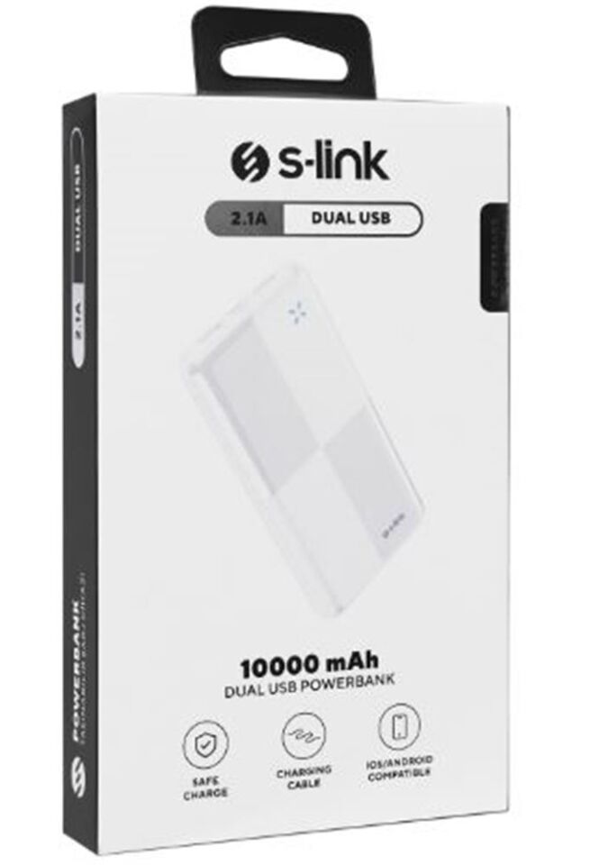 S-link IP-G12N 10000mAh Micro+Usb+ Type-C Giriş+Çıkış Beyaz. Taşınabilir Pil Şarj Cihazı Powerbank