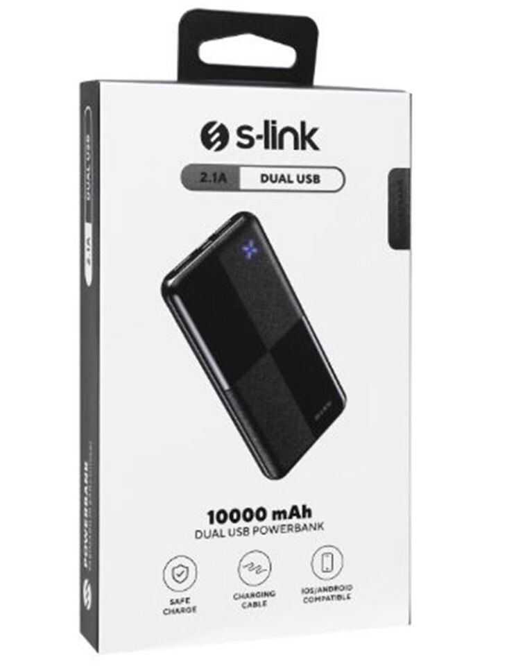 S-link IP-G12N 10000mAh Micro+Usb+ Type-C Giriş+Çıkış Siyah Taşınabilir Pil Şarj Cihazı Powerbank