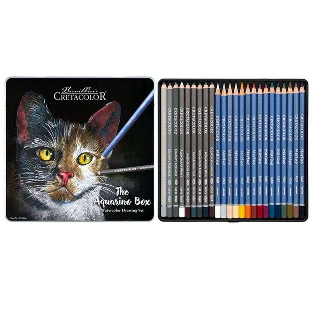 Cretacolor Aquarino Box Sulandırılabilir Kuru Boya Kalem Seti 24 Renk Metal Kutu 40046