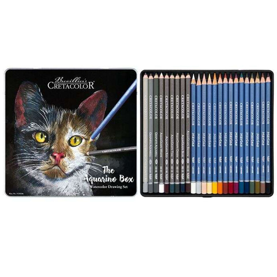 Cretacolor Aquarino Box Sulandırılabilir Kuru Boya Kalem Seti 24 Renk Metal Kutu 40046