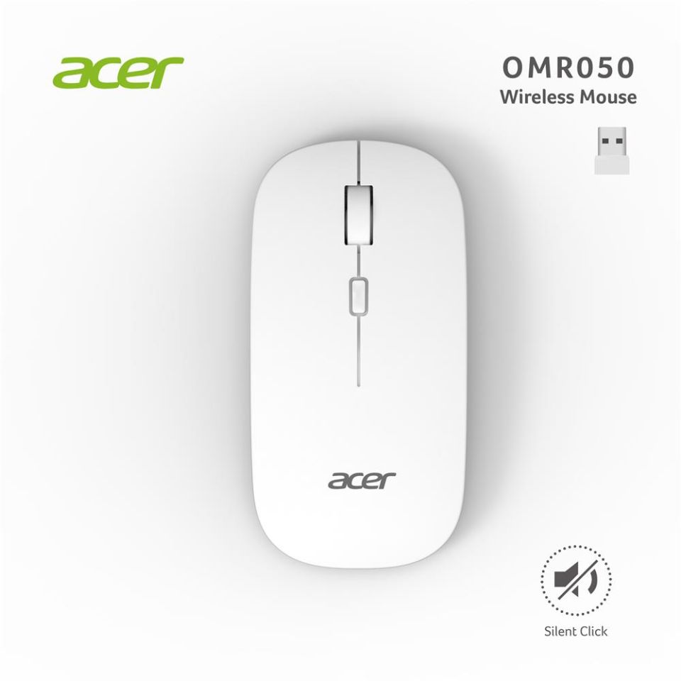 Acer Omr050 Beyaz Kablosuz Sessiz Tuşlu  Mouse 1000-1200-1600 DPI