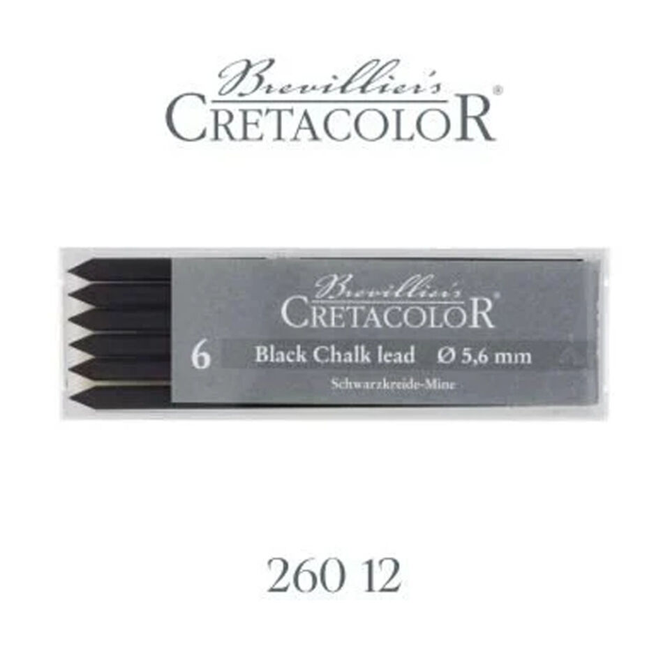 Cretacolor Black Pastel Medium Siyah Tebeşir Portmin Uç 5,6mm 6Lı 26012