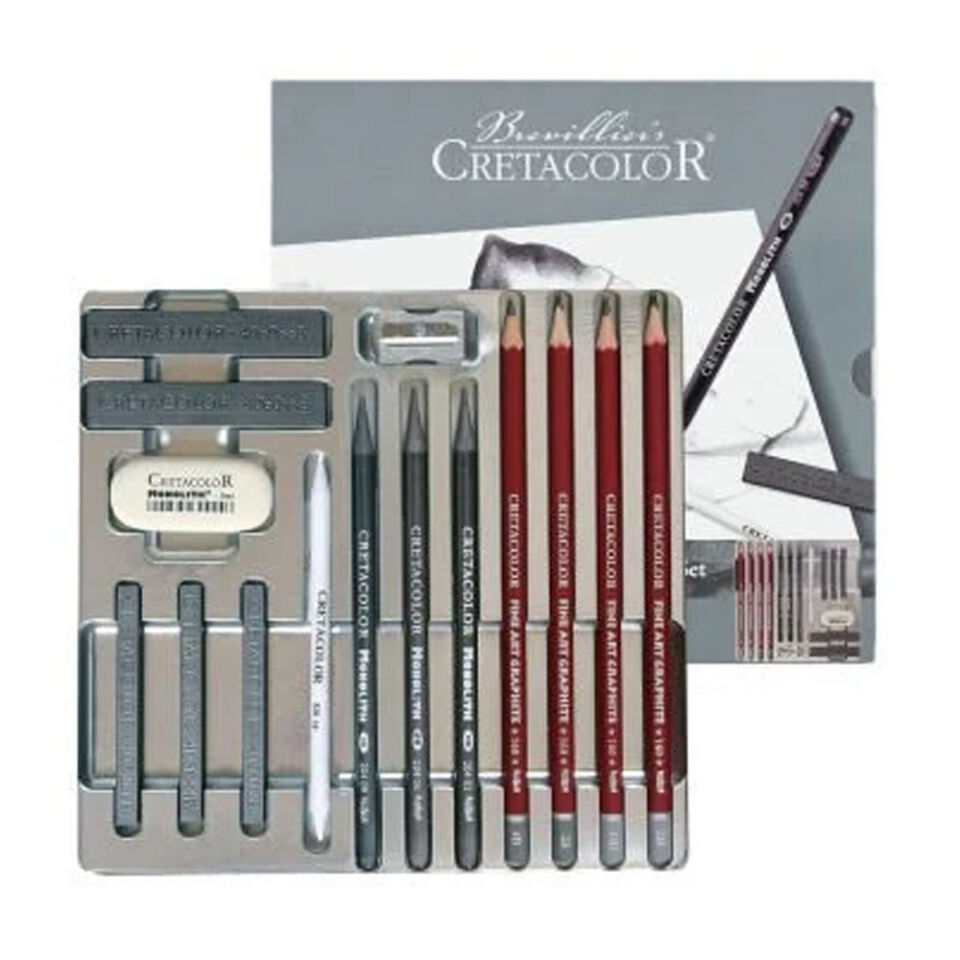 Cretacolor Silver Box Premium Eskiz Seti Metal Kutu 15 Parça 40018