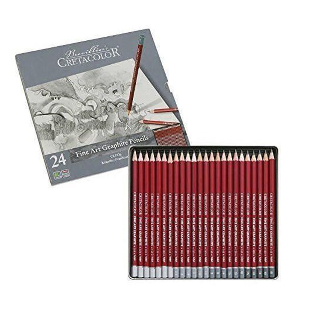 Cretacolor Cleos Fine Art Dereceli Kalem Seti 24 lü Metal Kutu 16024