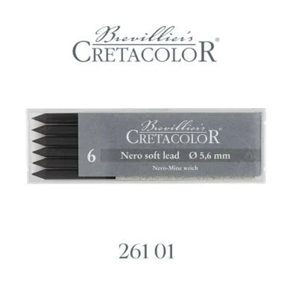 Cretacolor Nero Soft Yağlı Kömür Portmin Uç 5,6mm 6Lı 26101