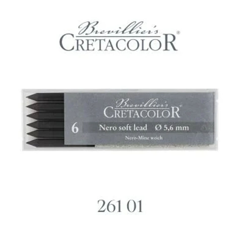 Cretacolor Nero Soft Yağlı Kömür Portmin Uç 5,6mm 6Lı 26101