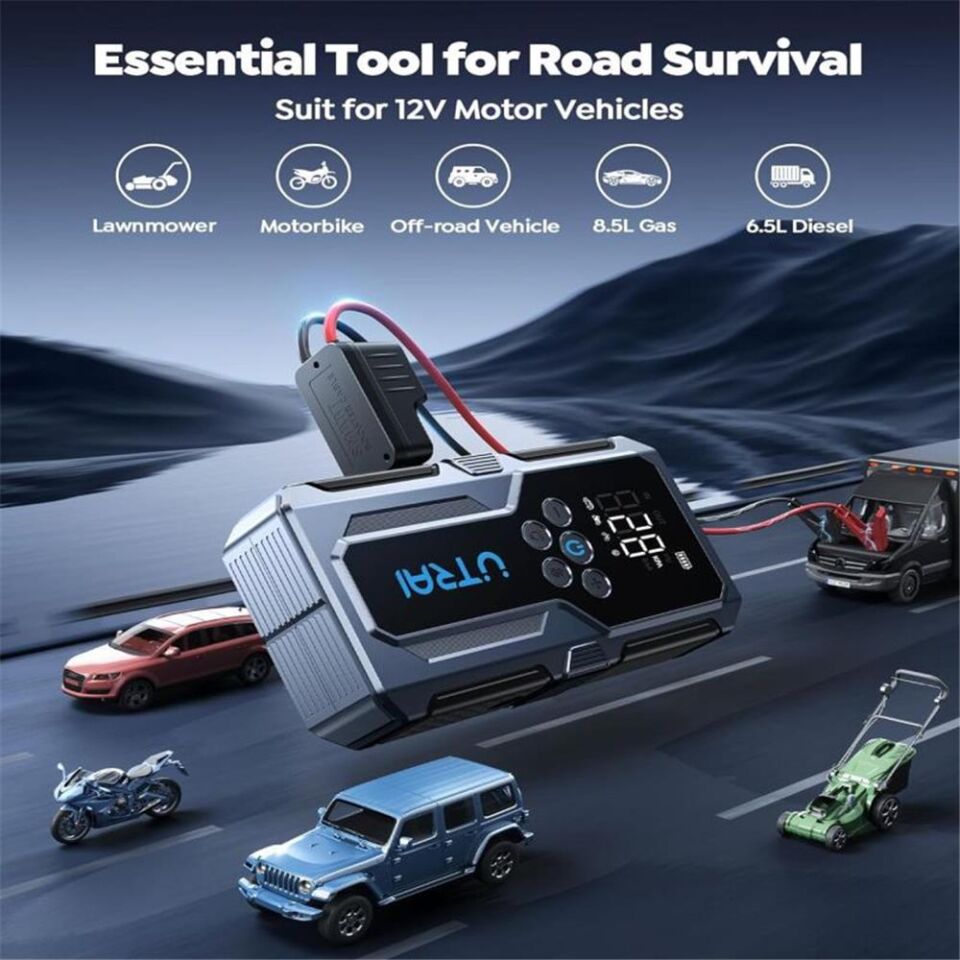 UTRAI Jstar JS9 15000mAh 4 in 1 Jump Starter+Lastik Şişirme Pompalı Taşınabilir Akü Takviye Kiti