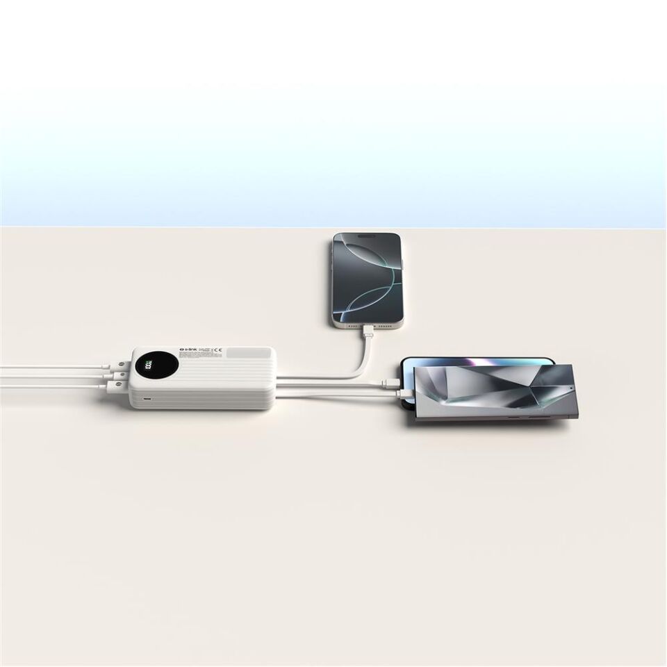 S-link IP-G220 20000mAh PD20W+QC3.0 Dahili Kablolu Beyaz LCD Taşınabilir Pil Şarj Cihazı Powerbank