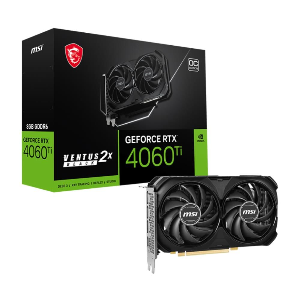 Msi GeForce RTX4060Ti VENTUS 2X BLACK 8G OC 8GB GDDR6 DLSS 3 128 Bit Ekran Kartı