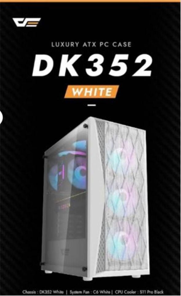 darkFlash DK352 PLUS 650W Bronze 80+ Power Supply 4-12cm ARGB Fan Beyaz Kasa