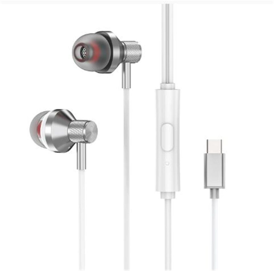 S-link SL-TPK03 TypeC Telefon Uyumlu Metal Beyaz Kulak İçi Mikrofonlu Kulaklık